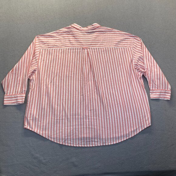 Old Navy Pink Striped Cotton Long Sleeve Boyfriend Button Down Size XXL Long Sle - Picture 2 of 12